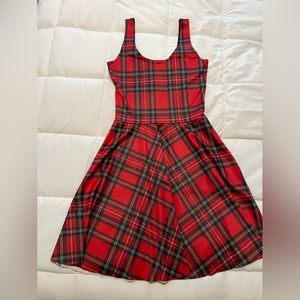 Small BlackMilk Tartan Red Scoop Skater Long Torso